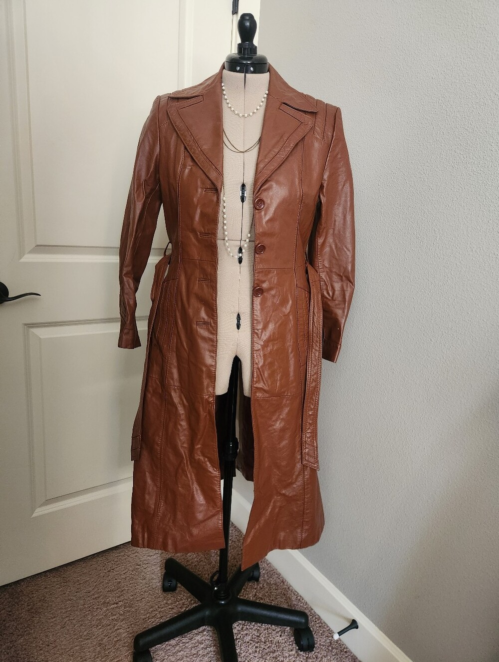 Genuine Leather Trench Coat